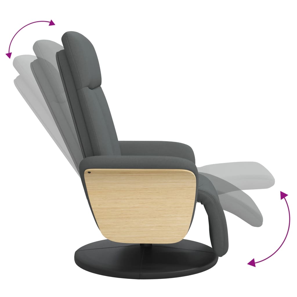 Fauteuil de relaxation avec pied de lit en tissu gris foncé