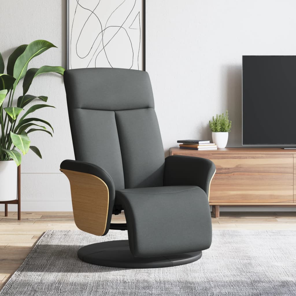 Fauteuil de relaxation avec pied de lit en tissu gris foncé