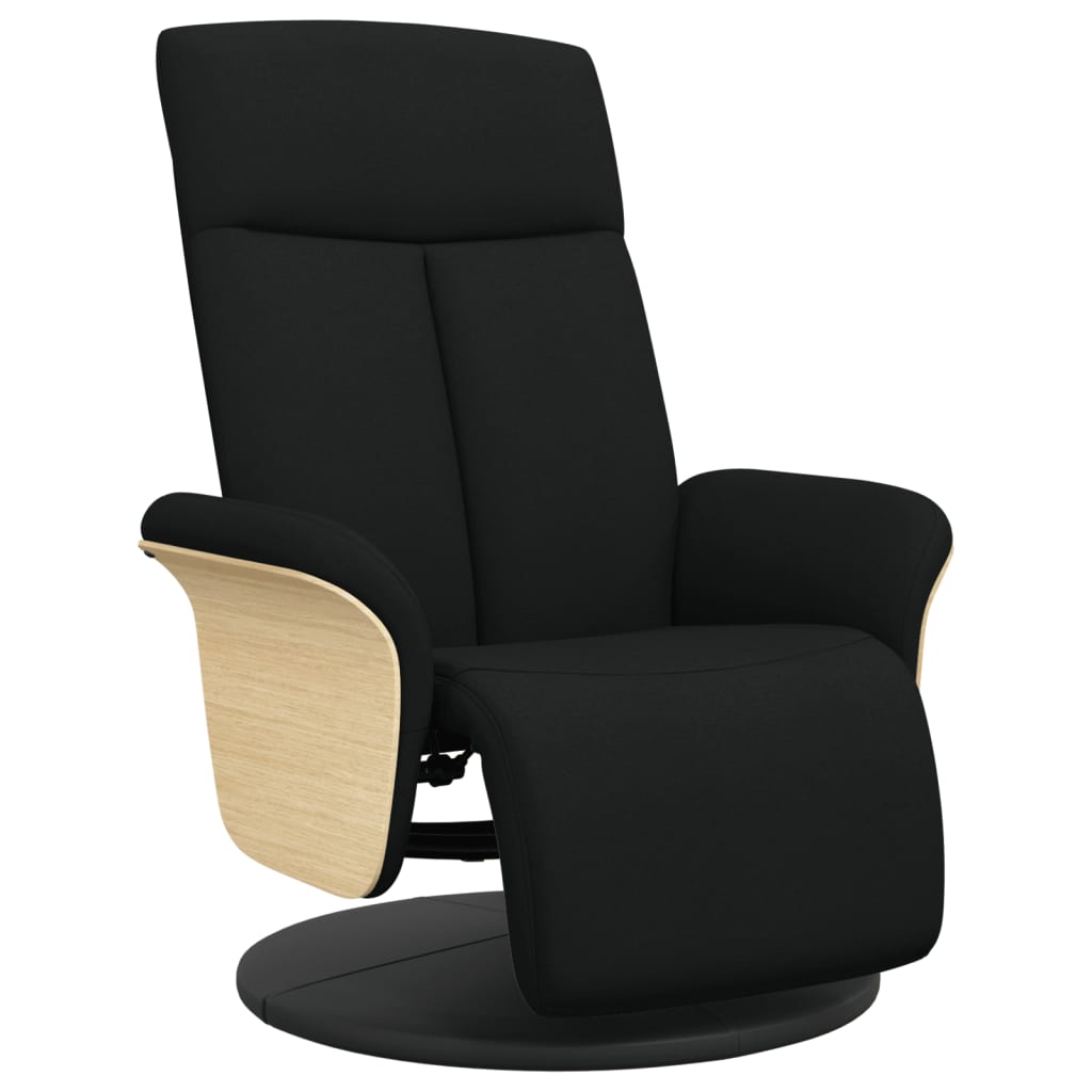 Fauteuil relax avec repose-pieds en tissu noir