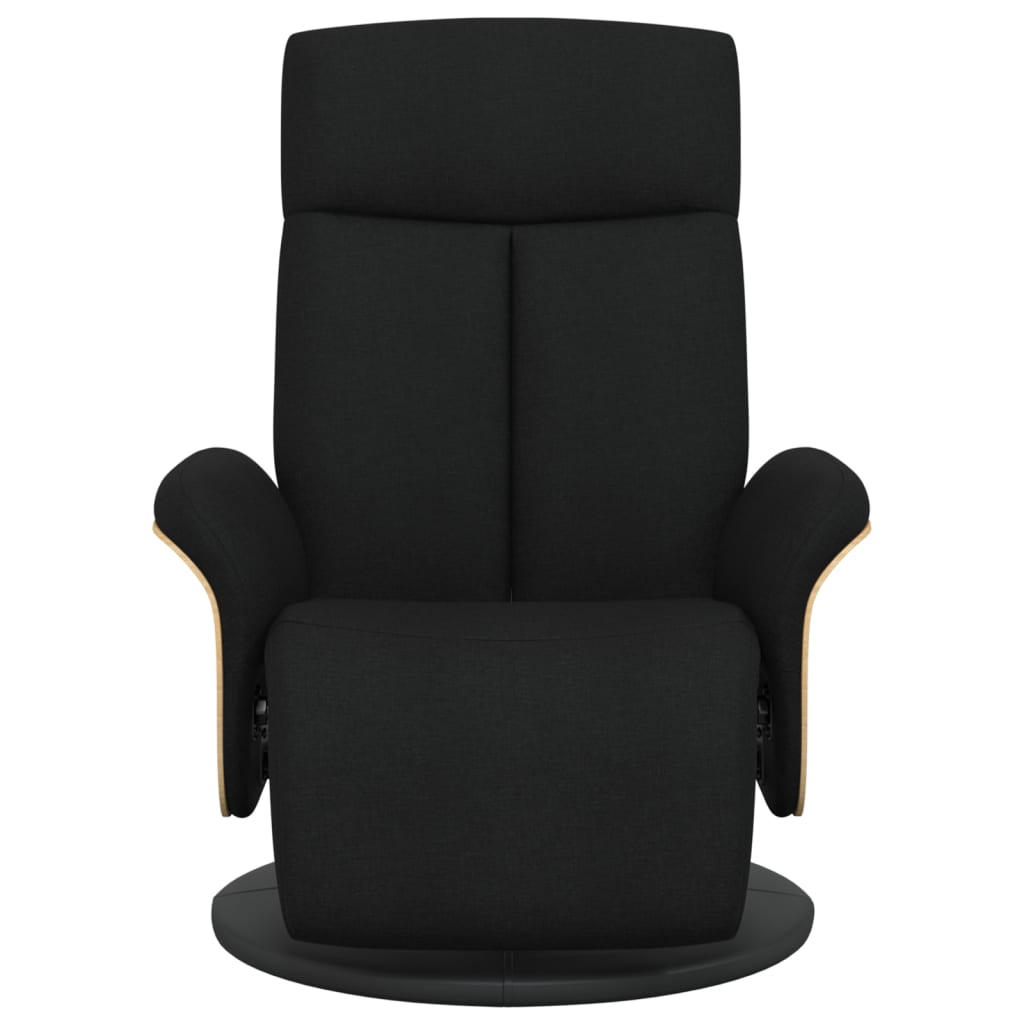 Fauteuil relax avec repose-pieds en tissu noir