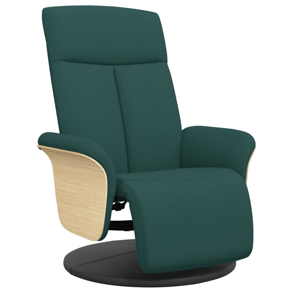 Fauteuil relax avec repose-pieds en tissu vert foncé