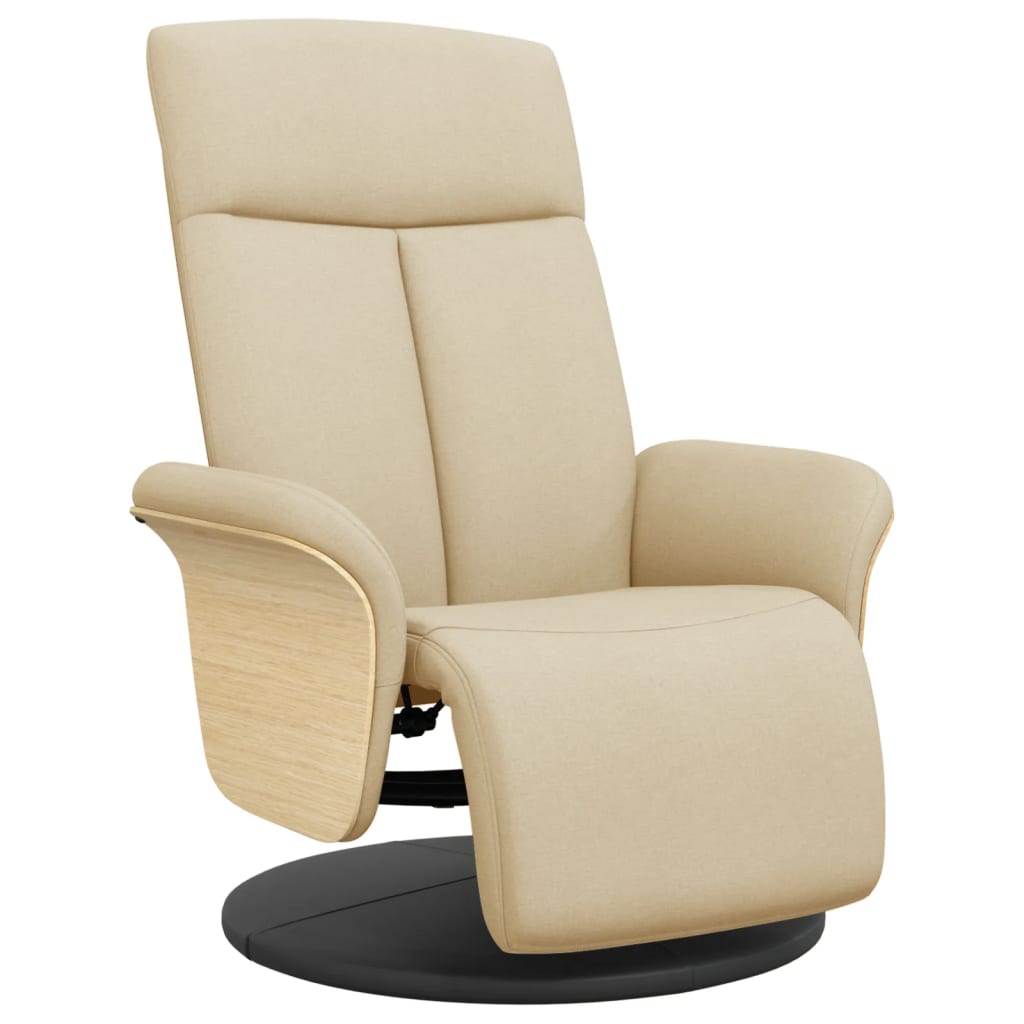 Fauteuil relax avec repose-pieds en tissu crème