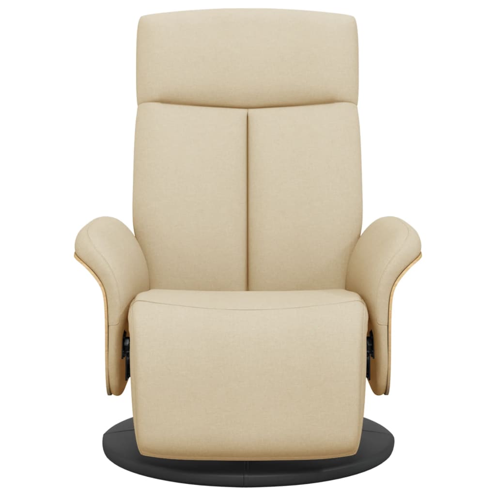 Fauteuil relax avec repose-pieds en tissu crème
