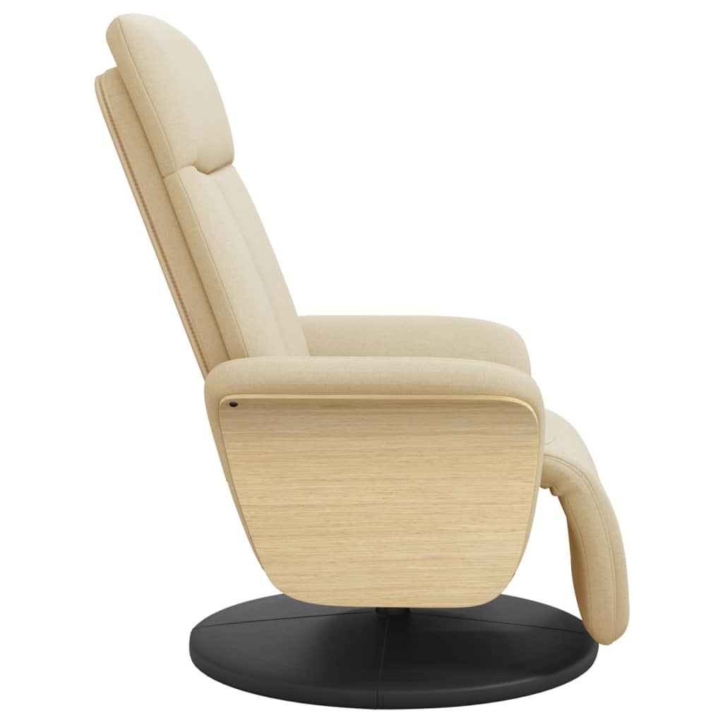 Fauteuil relax avec repose-pieds en tissu crème