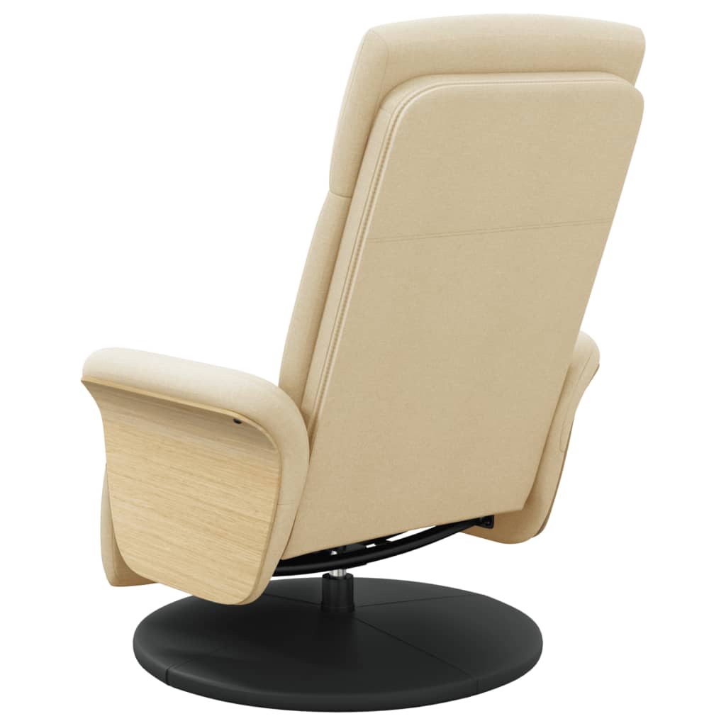 Fauteuil relax avec repose-pieds en tissu crème