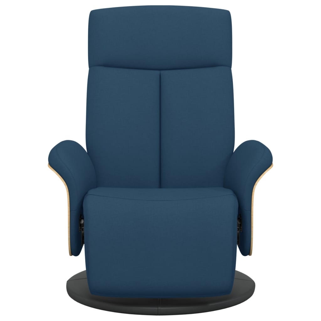 Fauteuil relax avec repose-pieds en tissu bleu