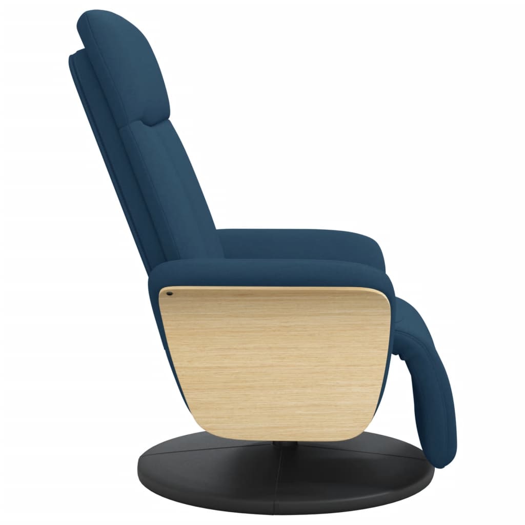 Fauteuil relax avec repose-pieds en tissu bleu