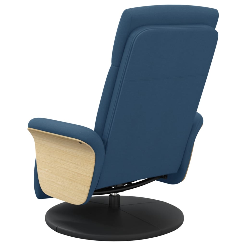 Fauteuil relax avec repose-pieds en tissu bleu