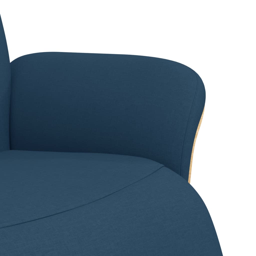 Fauteuil relax avec repose-pieds en tissu bleu