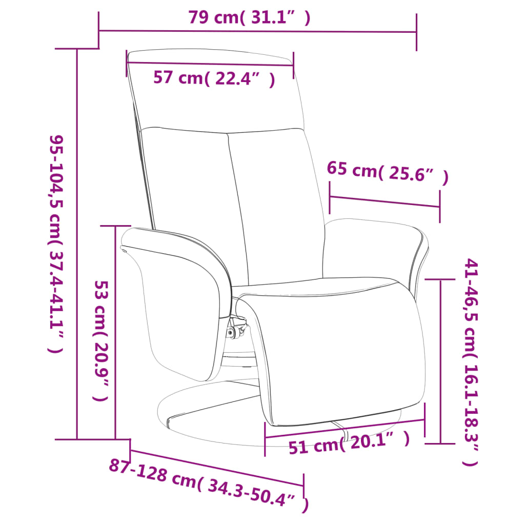 Fauteuil relax avec repose-pieds en tissu bleu