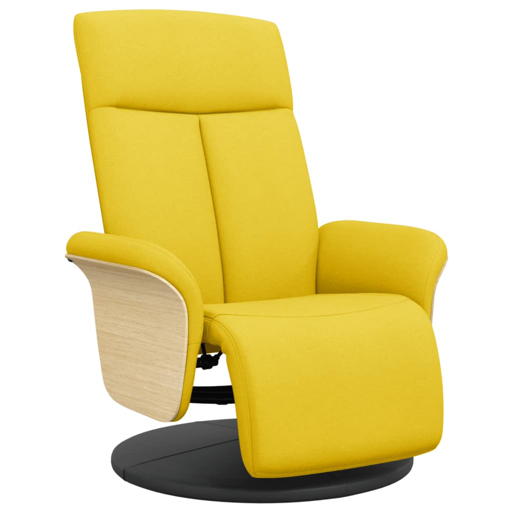 Fauteuil relax avec repose-pieds en tissu jaune clair