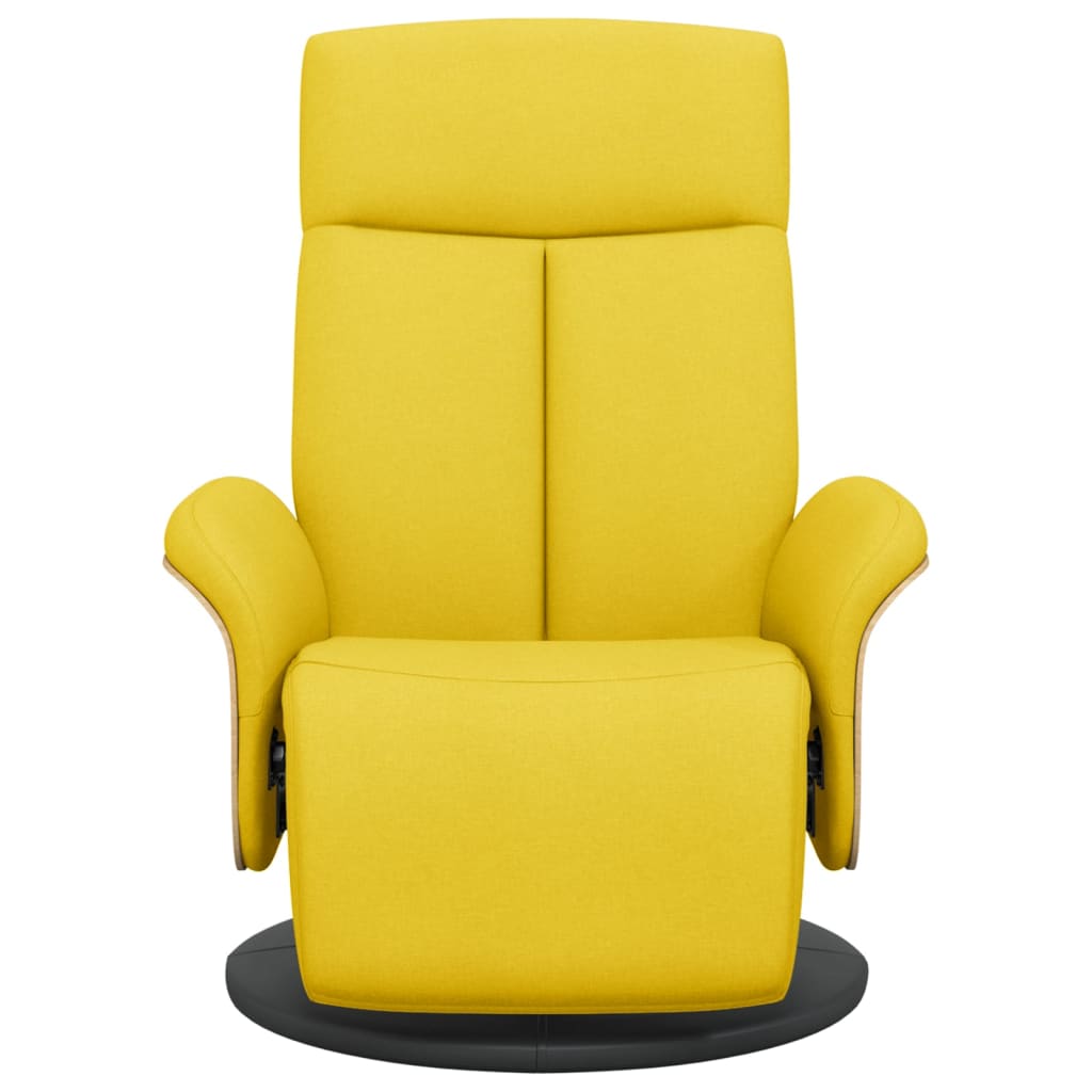 Fauteuil relax avec repose-pieds en tissu jaune clair