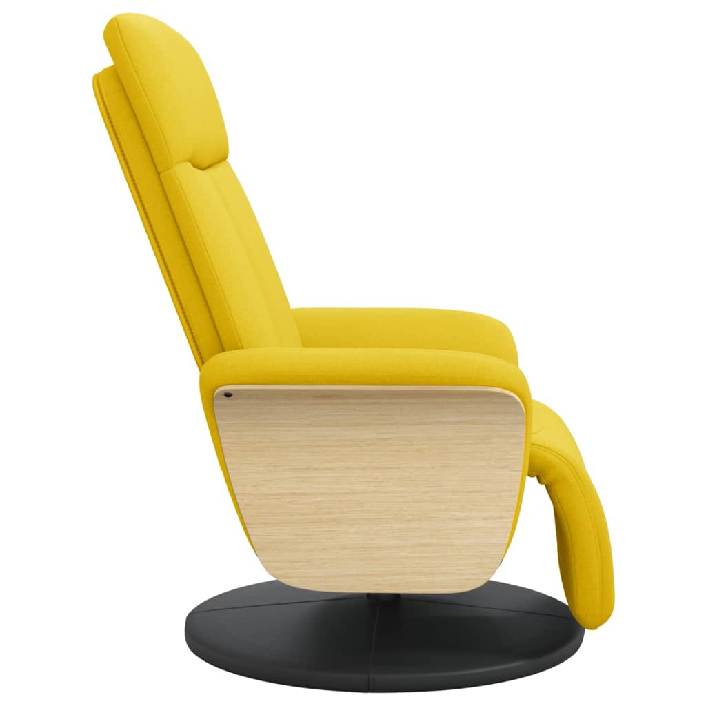 Fauteuil relax avec repose-pieds en tissu jaune clair