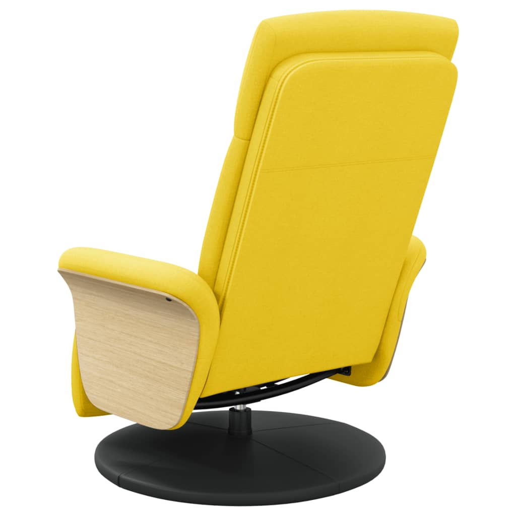 Fauteuil relax avec repose-pieds en tissu jaune clair