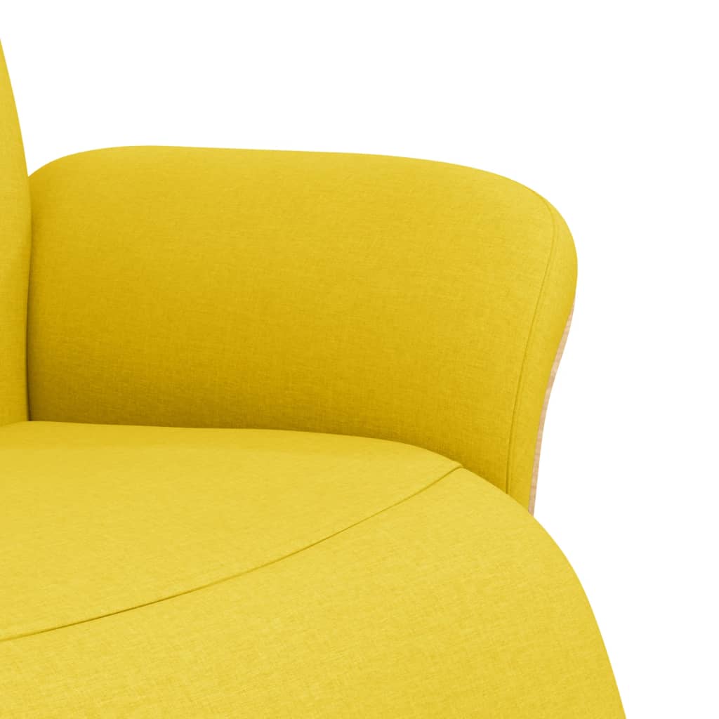 Fauteuil relax avec repose-pieds en tissu jaune clair