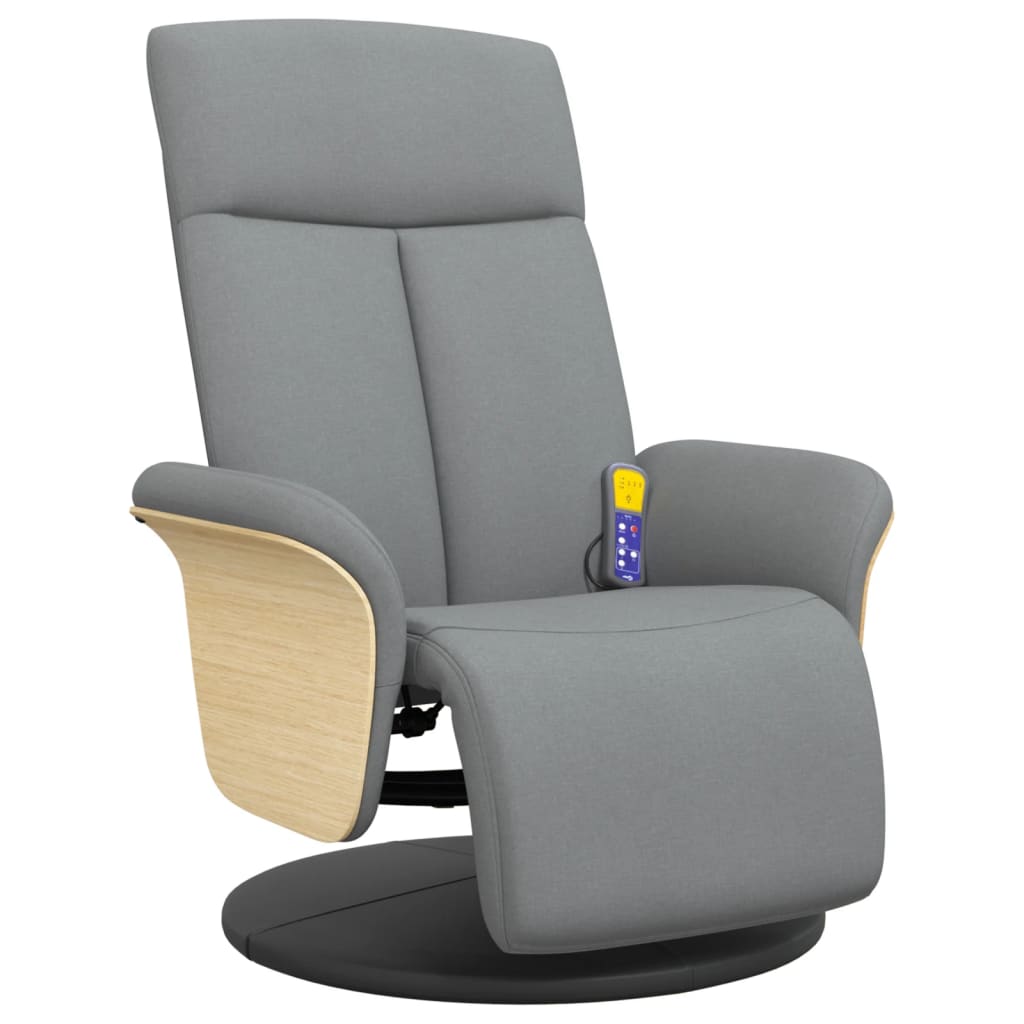 Fauteuil de massage avec repose-pieds en tissu gris clair