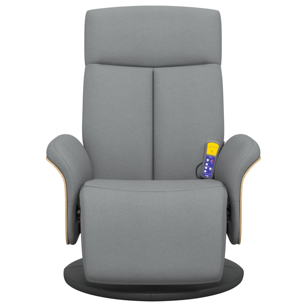 Fauteuil de massage avec repose-pieds en tissu gris clair
