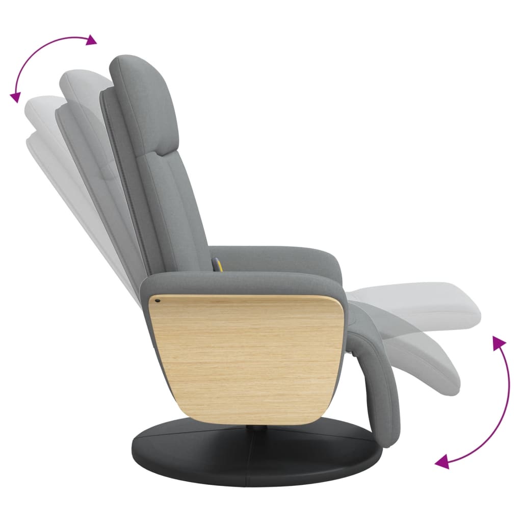 Fauteuil de massage avec repose-pieds en tissu gris clair