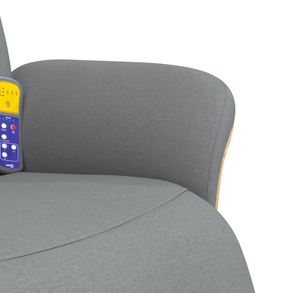 Fauteuil de massage avec repose-pieds en tissu gris clair