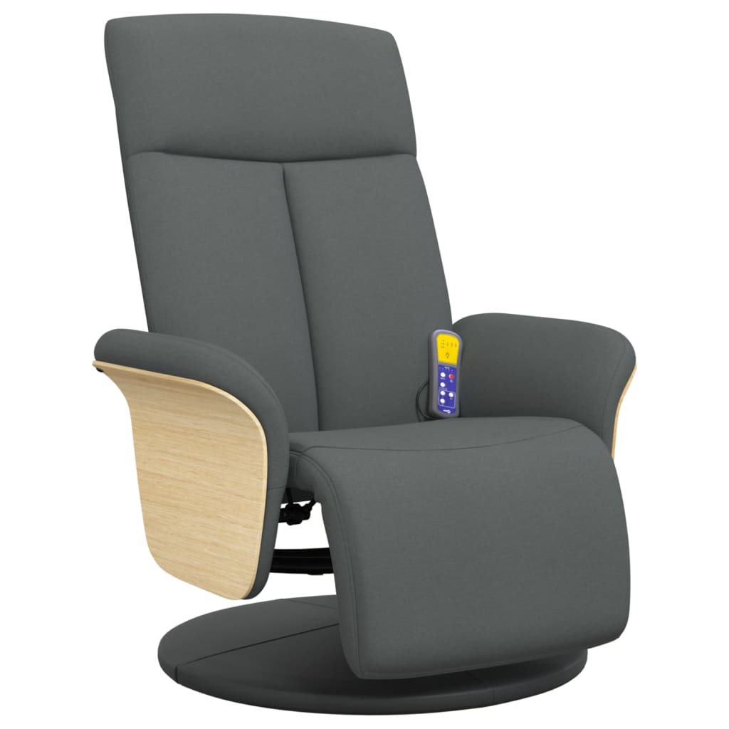 Fauteuil de massage avec repose-pieds tissu gris foncé