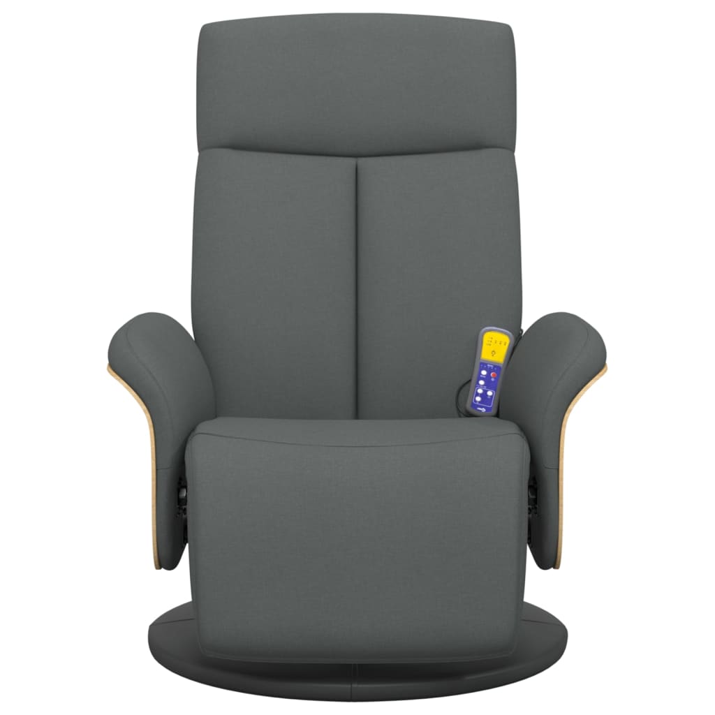 Fauteuil de massage avec repose-pieds tissu gris foncé