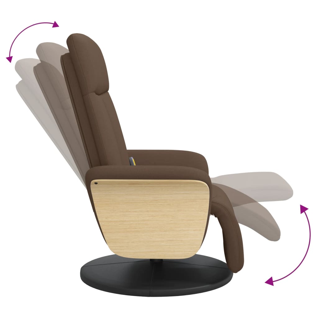 Fauteuil de massage avec repose-pieds en tissu marron