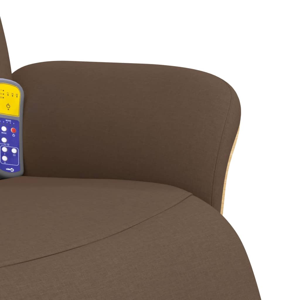 Fauteuil de massage avec repose-pieds en tissu marron