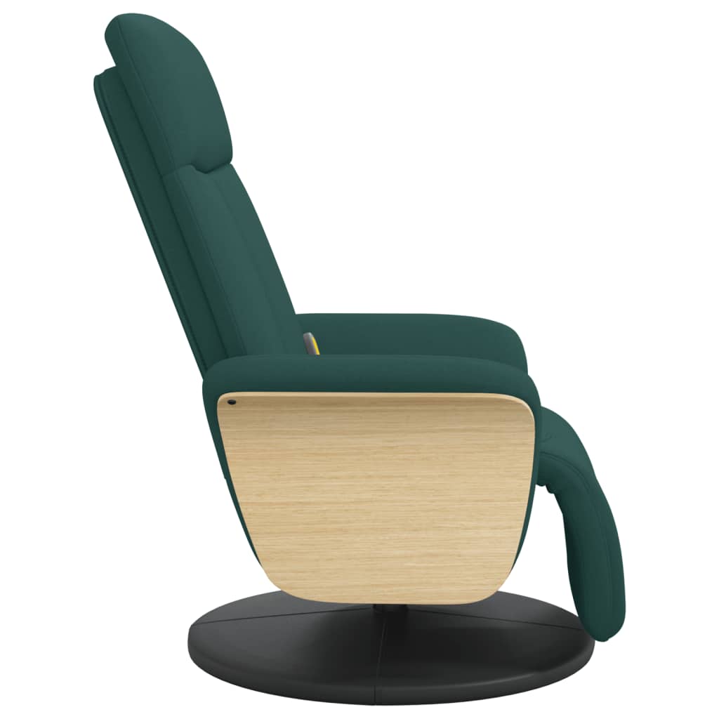 Fauteuil de massage avec repose-pieds en tissu vert foncé