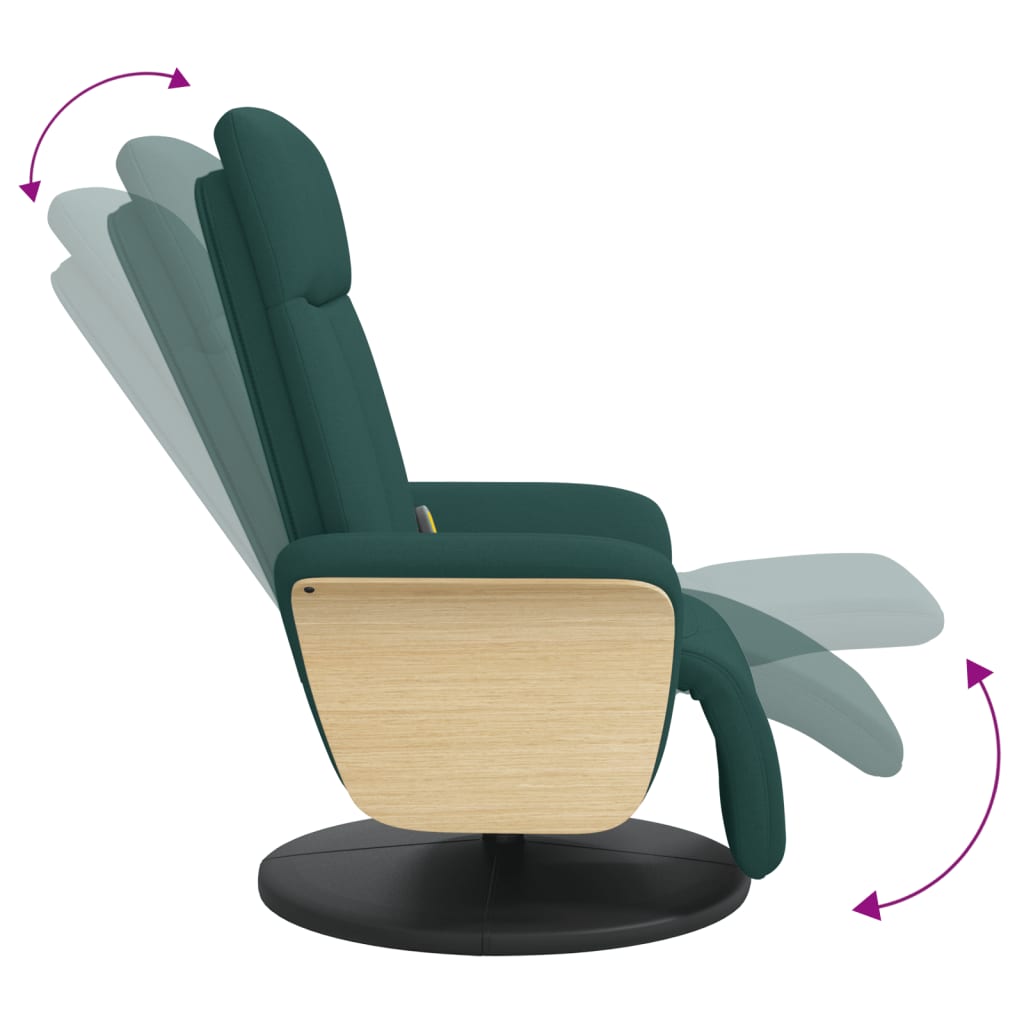 Fauteuil de massage avec repose-pieds en tissu vert foncé