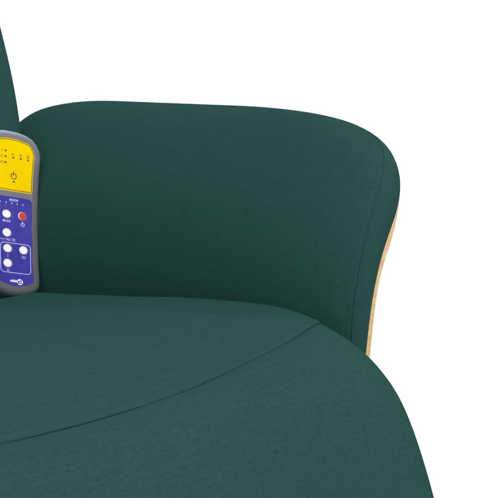 Fauteuil de massage avec repose-pieds en tissu vert foncé