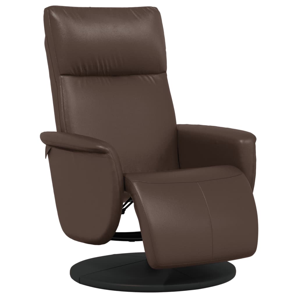 Fauteuil relax avec repose-pieds en simili cuir marron