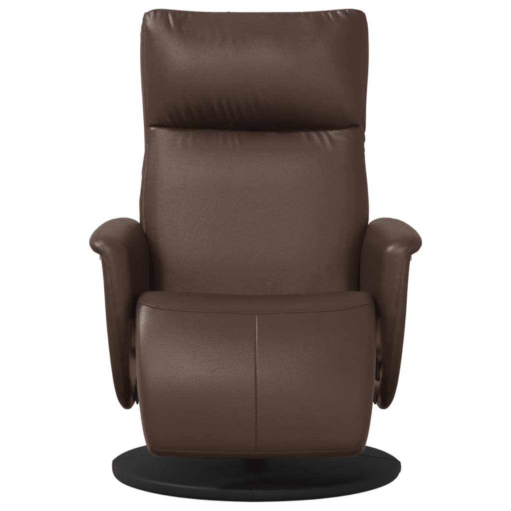 Fauteuil relax avec repose-pieds en simili cuir marron