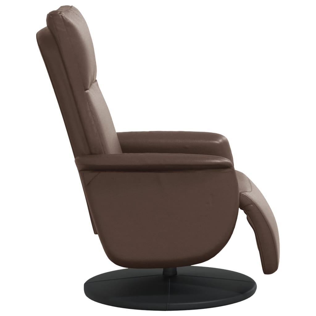Fauteuil relax avec repose-pieds en simili cuir marron