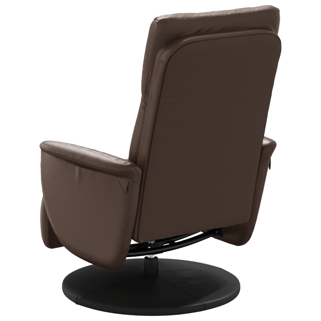 Fauteuil relax avec repose-pieds en simili cuir marron