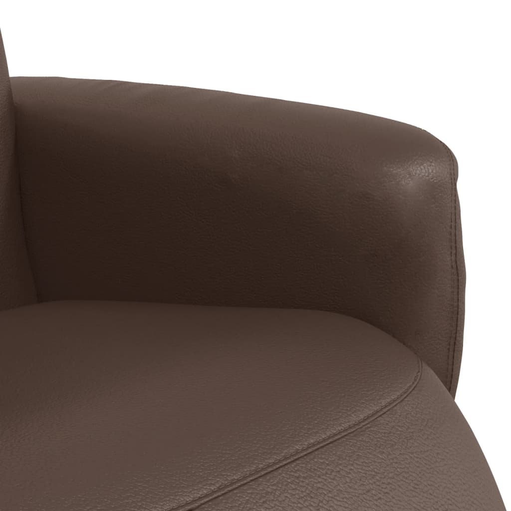 Fauteuil relax avec repose-pieds en simili cuir marron