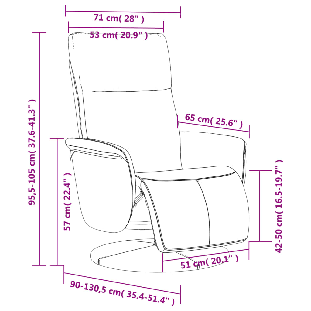 Fauteuil relax avec repose-pieds en simili cuir marron