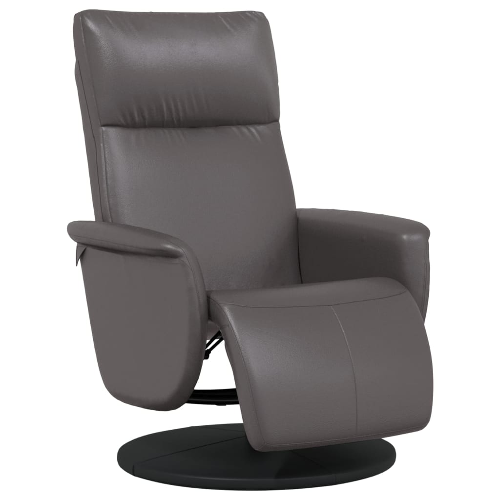 Fauteuil relax avec repose-pieds en similicuir gris