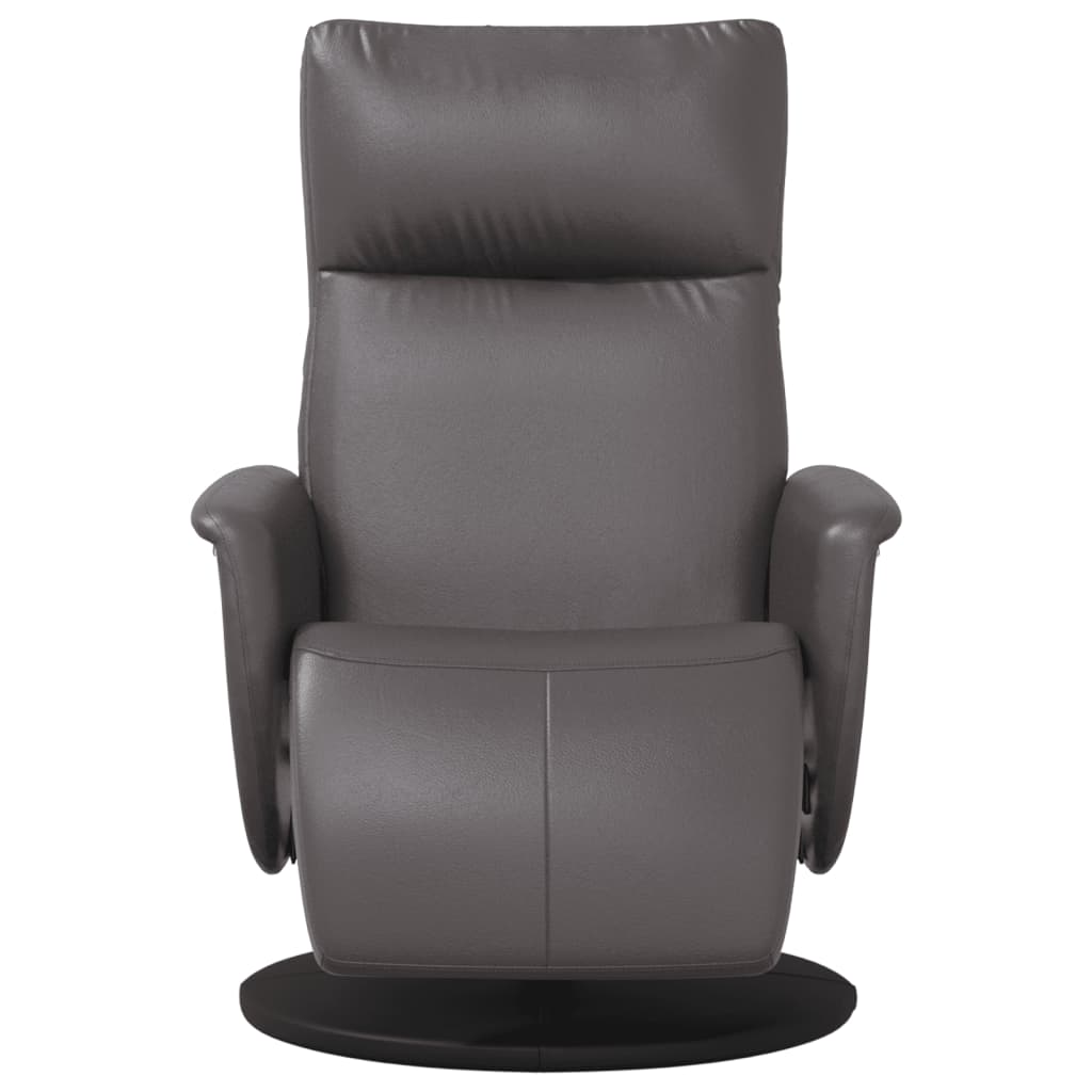 Fauteuil relax avec repose-pieds en similicuir gris