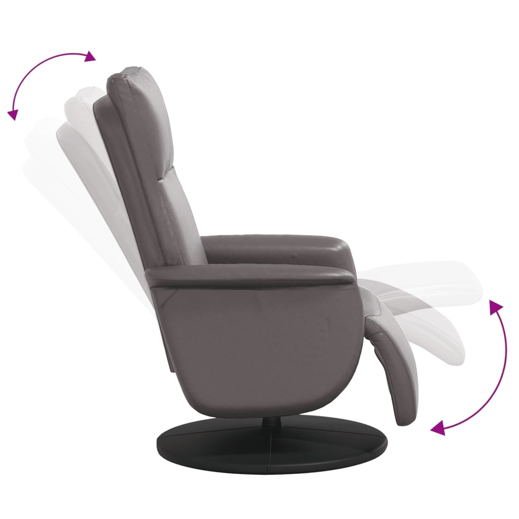 Fauteuil relax avec repose-pieds en similicuir gris