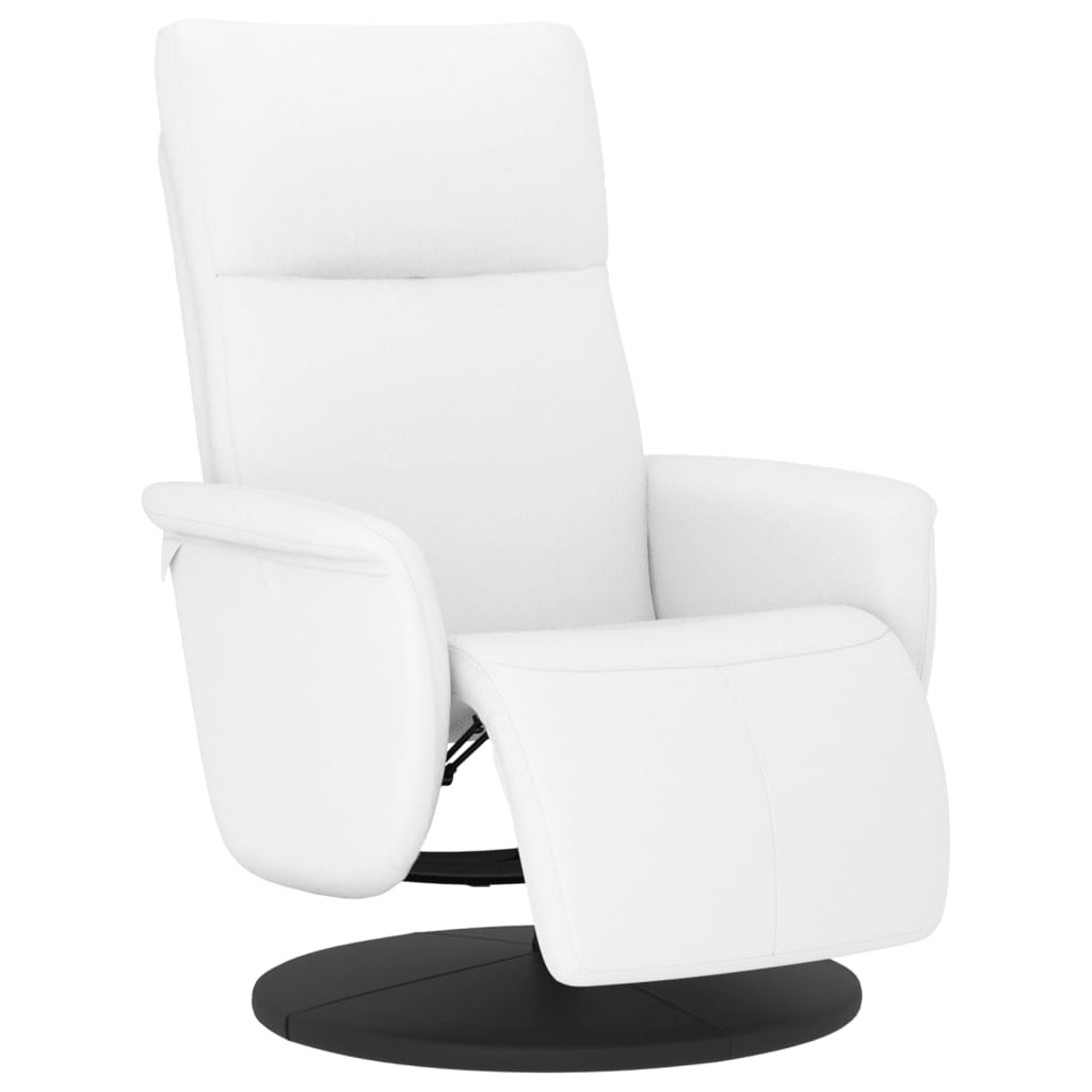 Fauteuil relax avec repose-pieds en simili cuir blanc