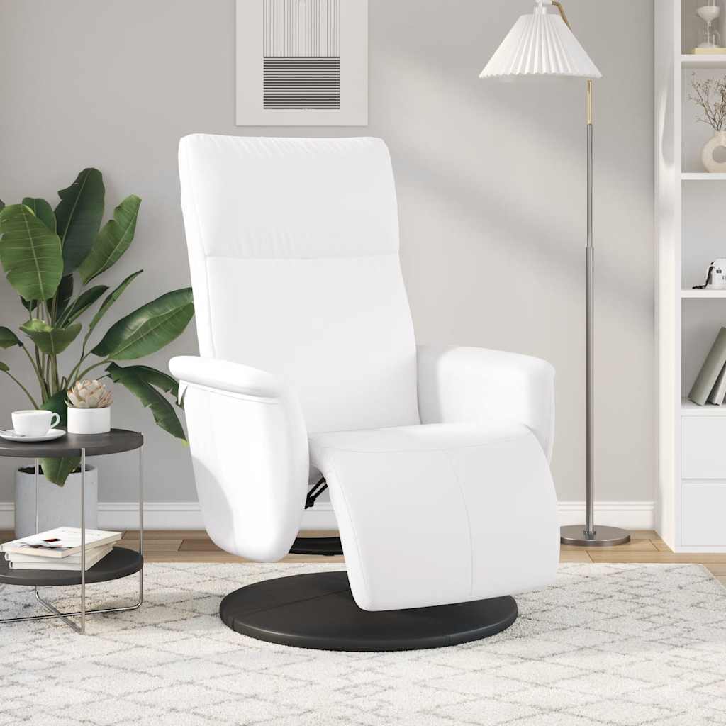 Fauteuil relax avec repose-pieds en simili cuir blanc
