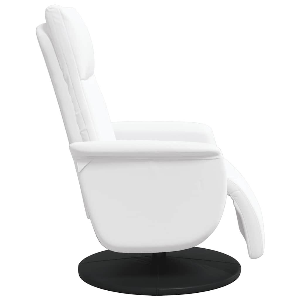 Fauteuil relax avec repose-pieds en simili cuir blanc