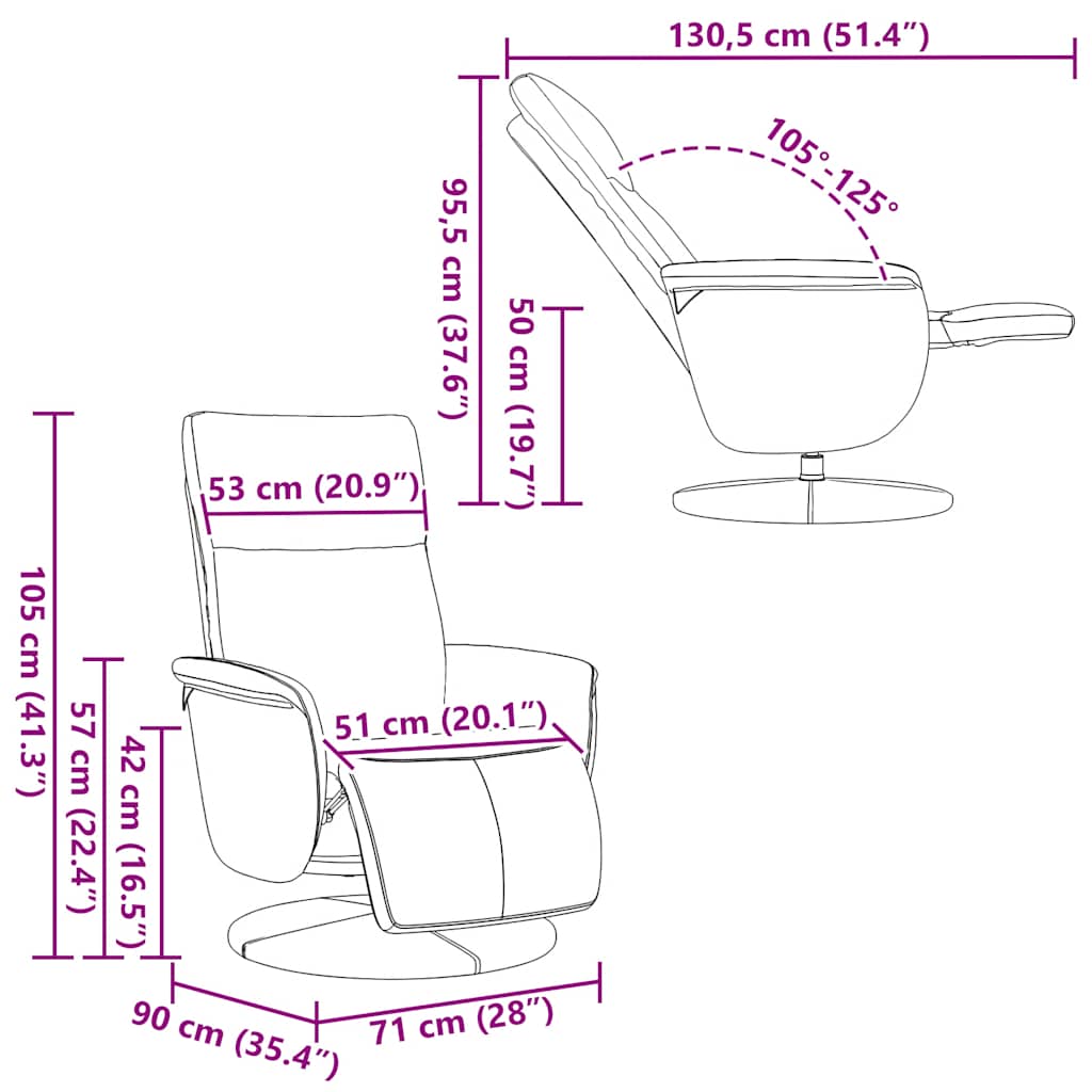 Fauteuil relax avec repose-pieds en simili cuir blanc