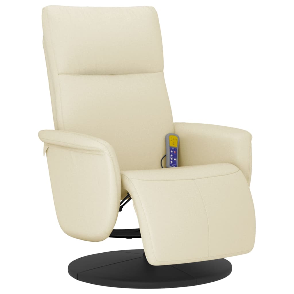 Fauteuil de massage avec repose-pieds en cuir artificiel crème
