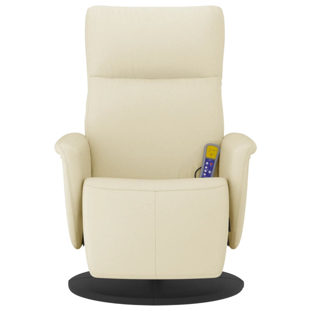 Fauteuil de massage avec repose-pieds en cuir artificiel crème