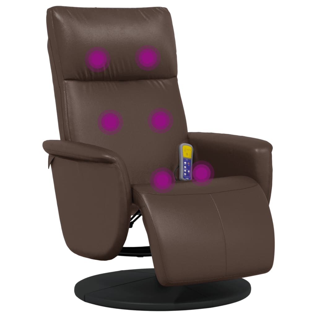 Fauteuil de massage avec repose-pieds simili cuir marron