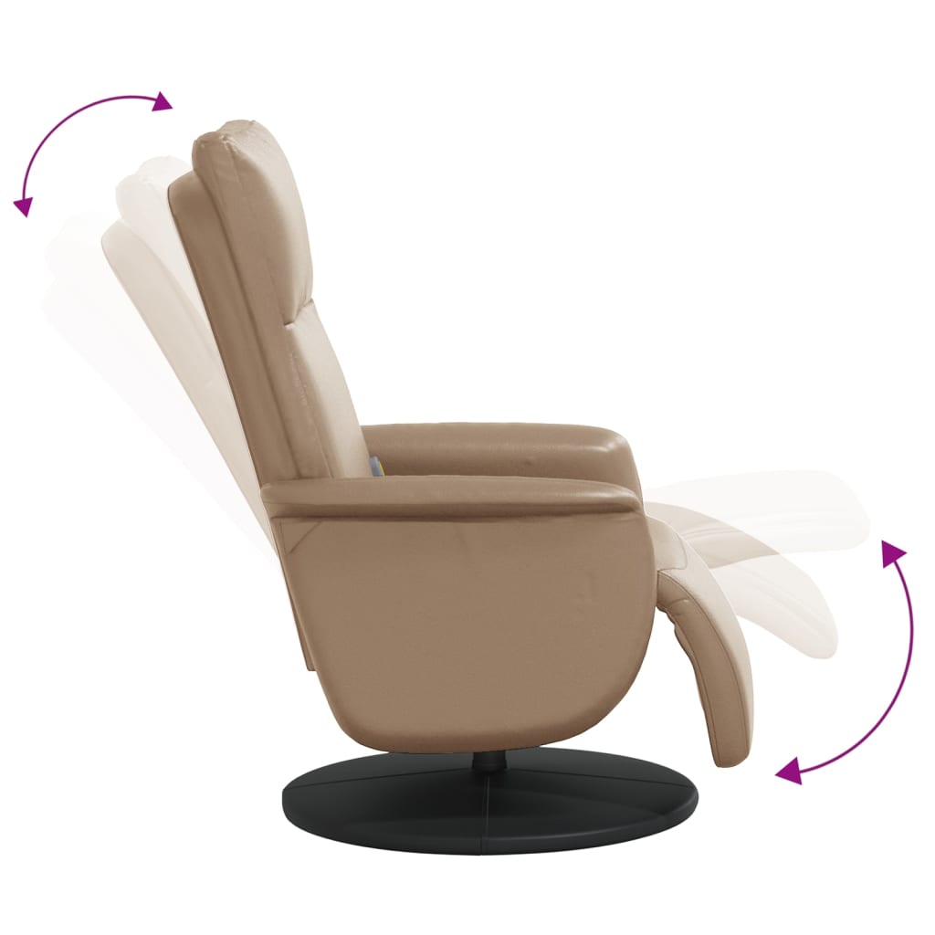 Fauteuil de massage avec repose-pieds simili cuir marron cappuccino
