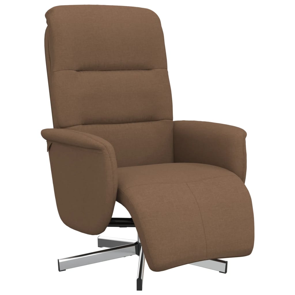 Fauteuil relax avec repose-pieds en tissu marron