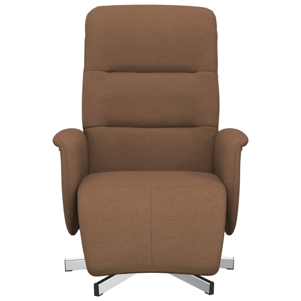 Fauteuil relax avec repose-pieds en tissu marron