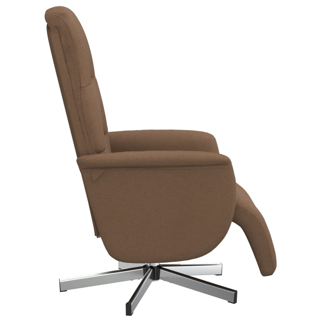 Fauteuil relax avec repose-pieds en tissu marron